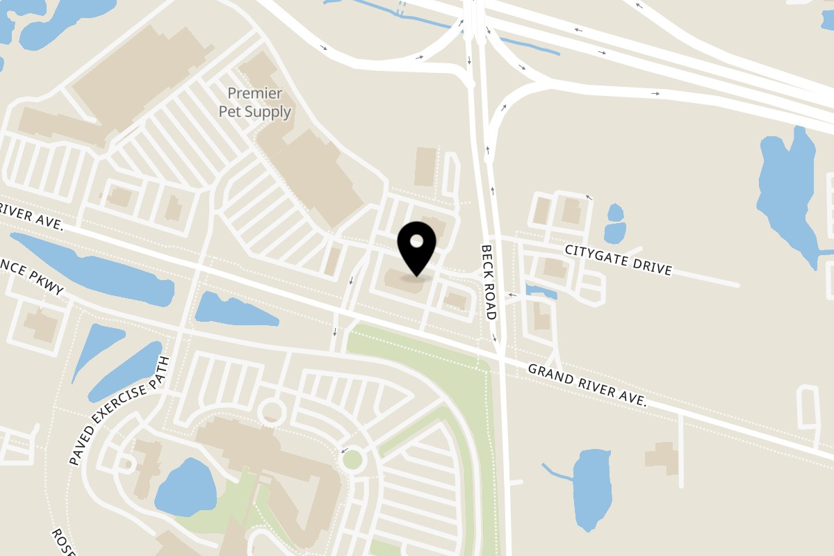 Map showing the location of Chopped Olive on 47454 Grand River Ave in Novi
